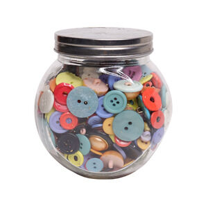 Large Lot Of Vintage Plastic Buttons In Jar - Over 500 Buttons Of Various Sizes